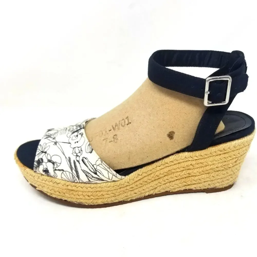 H&M Black & White Espadrilles Wedge Sandals Size 38 EU/‎ 7.5 US